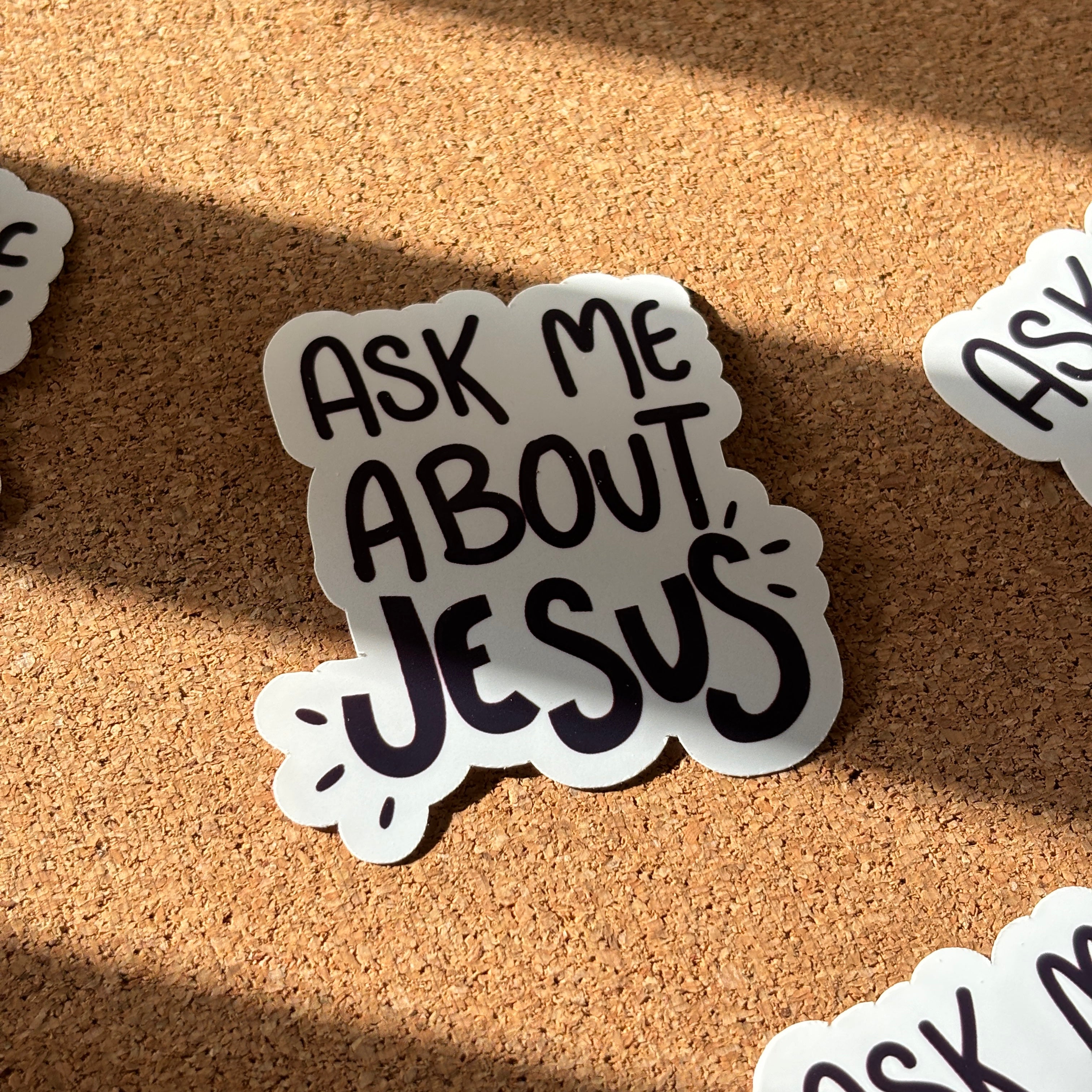 ASK ME ABOUT JESUS VINYL STICKER image 1