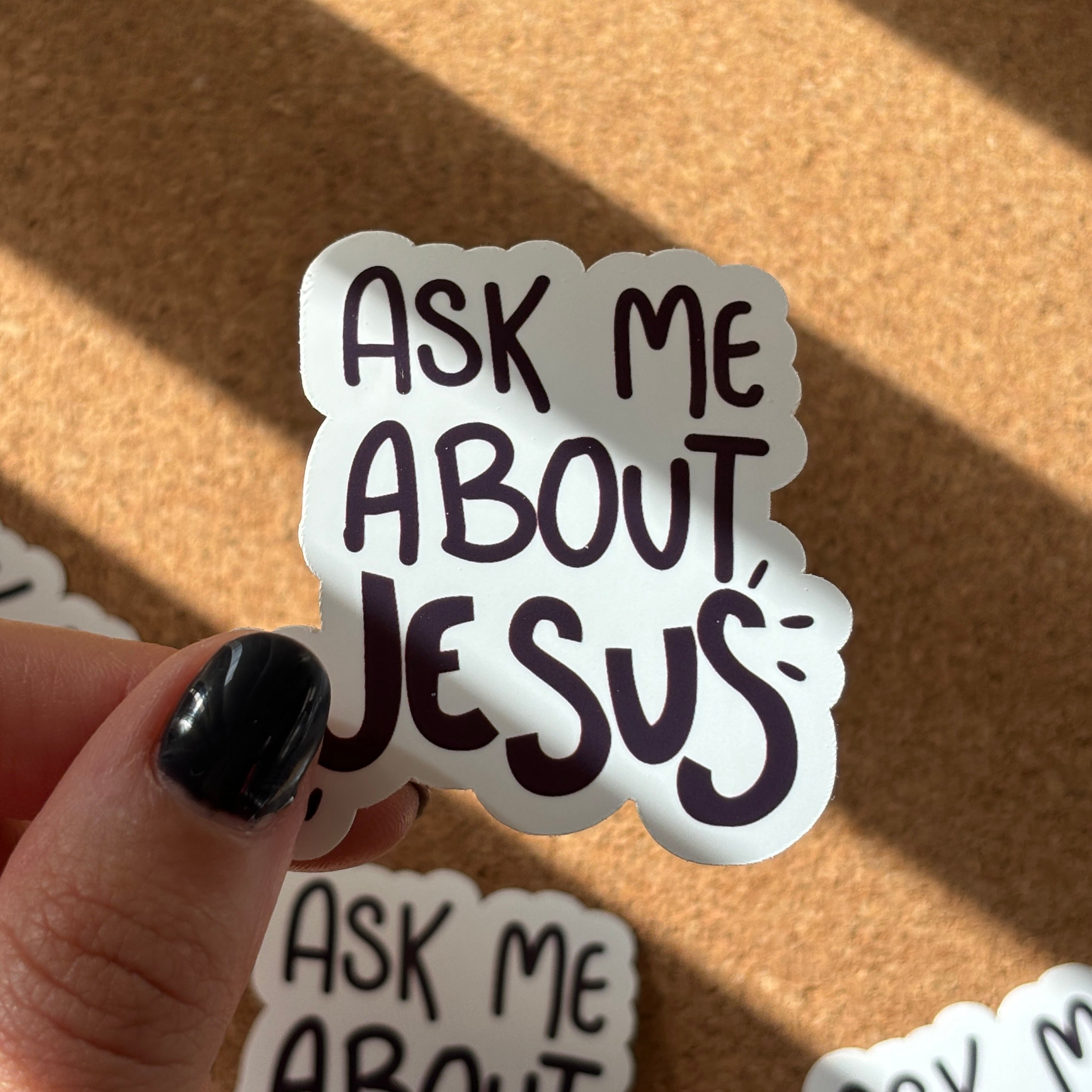 ASK ME ABOUT JESUS VINYL STICKER image 0