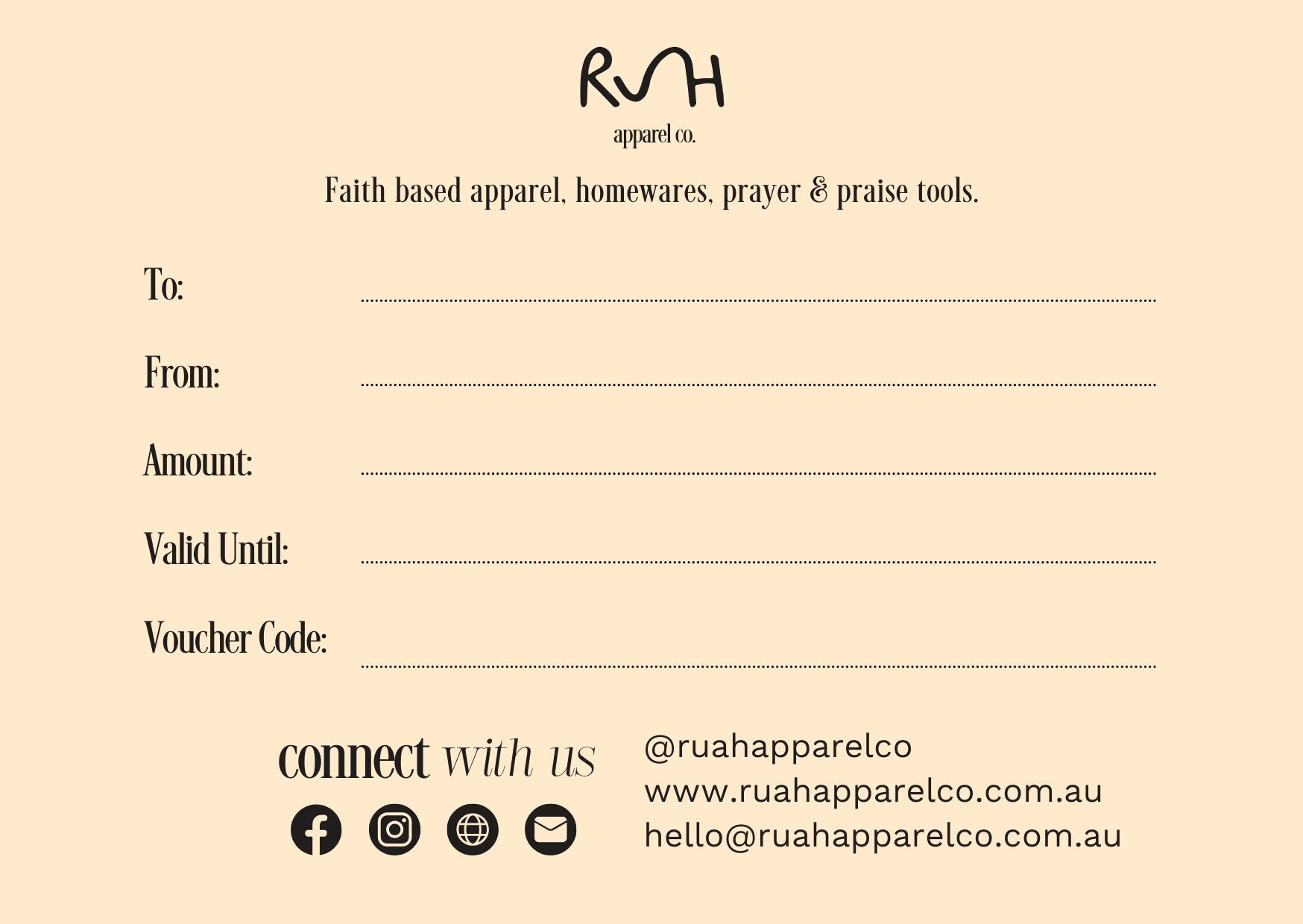 Ruah Apparel Co Gift Card